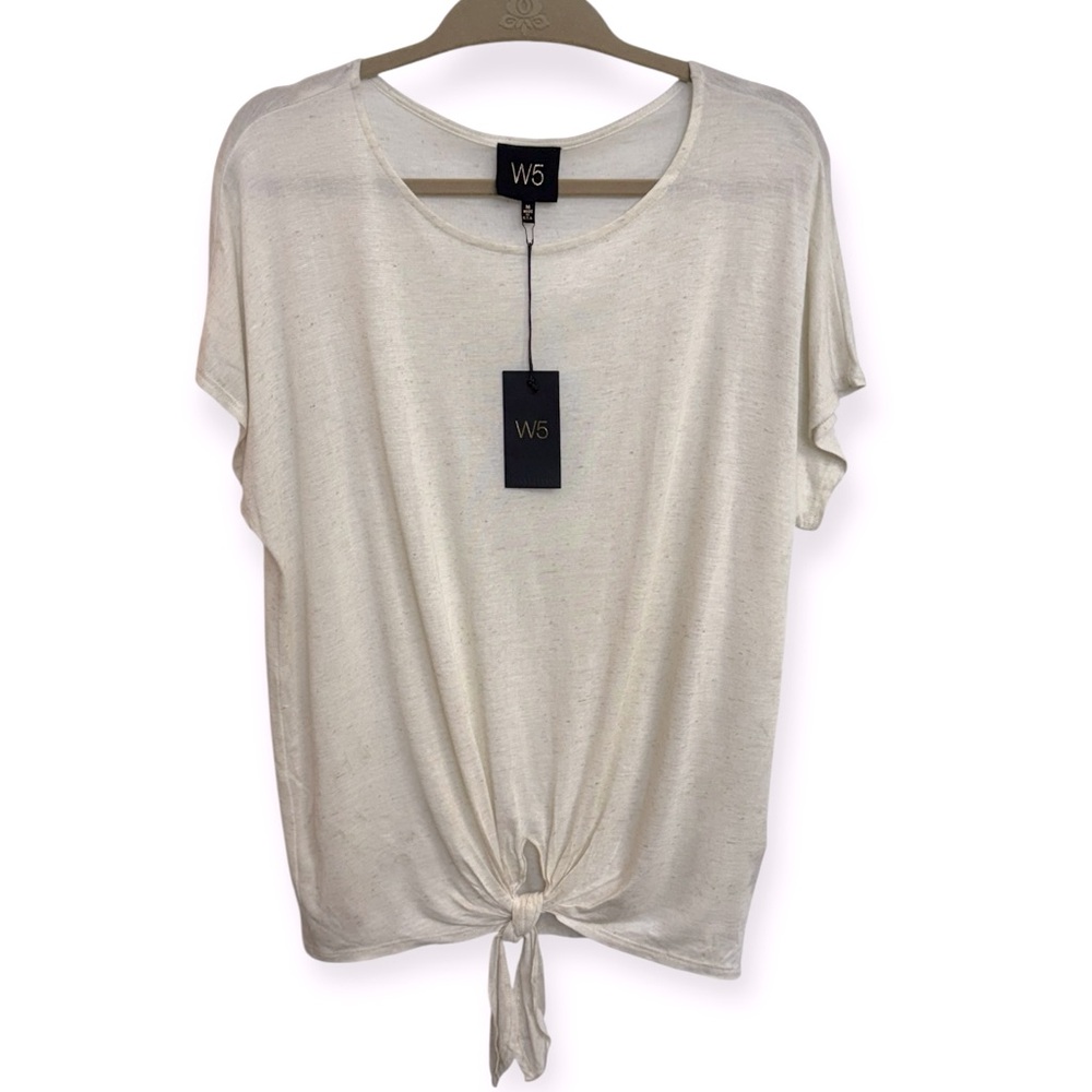 Anthropologie: W5 Cream Tie-Front Blouse Size M *238